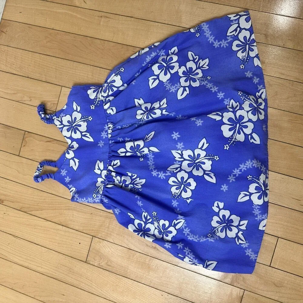 Vintage Classic Hawaiian Floral Purple Baby Dress Size 1-2